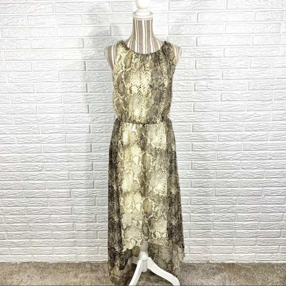 J. Taylor Snakeskin Print High Low Maxi Dress Size 8